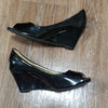 (7) Reitmans Peep Toe Wedge Heels Shiny Formal Office Occasion Neutral Classic