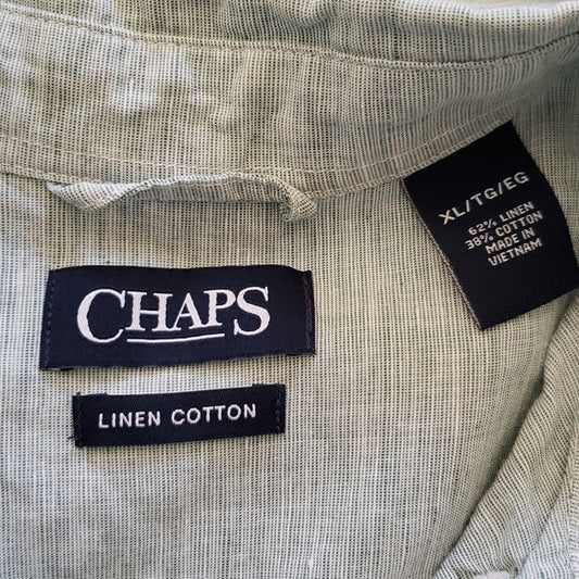 (XL) Chaps Men's Cotton Linen Casual Classic Cottagecore Lightweight Vacation