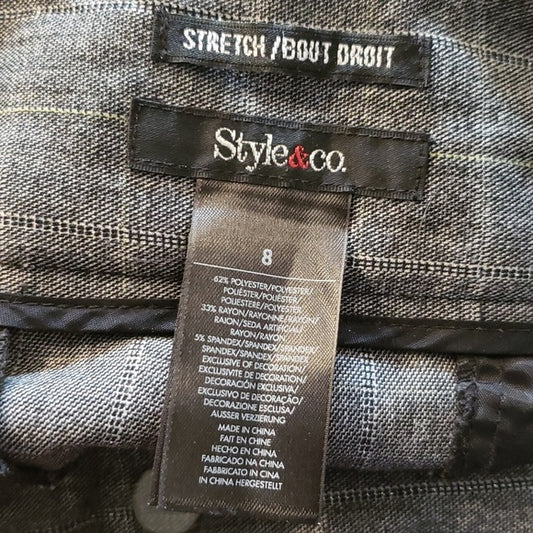 (8) Style & Co. Stretch Plaid Metallic Thread Loose Straight Leg Trousers Work
