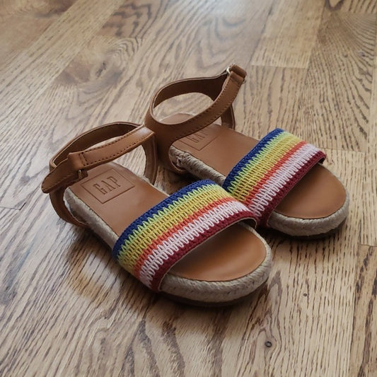 (8) GAP Rainbow Stripe Toddler Girl's Espadrille Sandals Vacation Bohemian