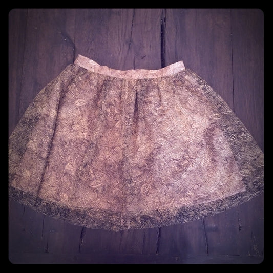 Jack. Black & Nude Floral Tulle Skirt Lined