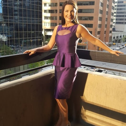 Stunning Purple Dress with mesh Chest Cut Out!