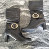 Black Mid Calf Zip Up Boot Sz 8