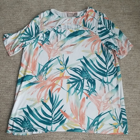 Chicos Sz 3 Rayon Blend Soft T Tropical