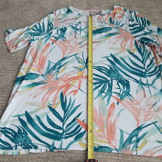 Chicos Sz 3 Rayon Blend Soft T Tropical