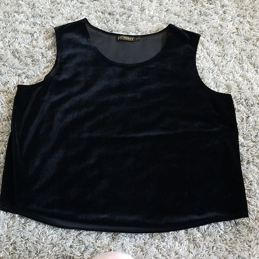 (XL) Picadilly Black Velvet Tank Classic Soft Flattering