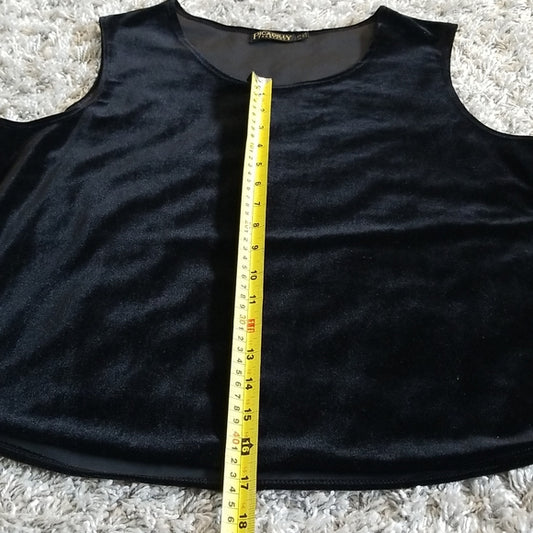 (XL) Picadilly Black Velvet Tank Classic Soft Flattering