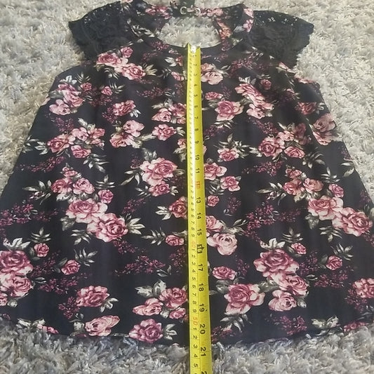 (XS) Kismet Floral Roses with Lace Shoulders and Tie Back