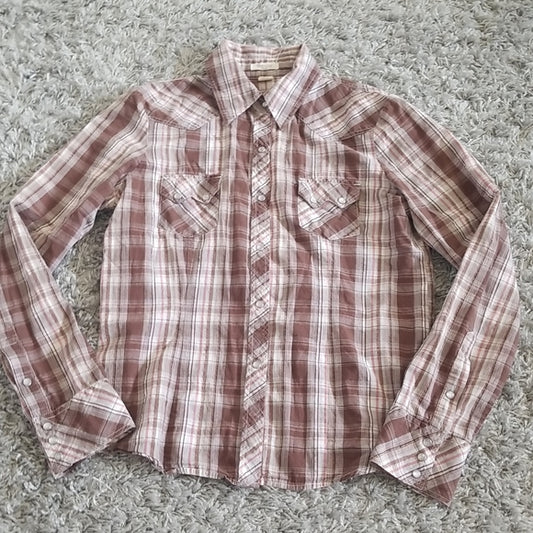 (M) BlueNotes Western Prairie Plaid Rodeo Shirt with Shimmer Thread