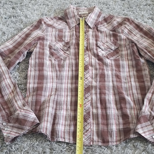 (M) BlueNotes Western Prairie Plaid Rodeo Shirt with Shimmer Thread