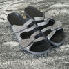 (9) Anatomical Comfort Technology Silver Metallic Crackle Slides Sandals Vacay