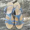 (7M) Rockport Powder Blue Shiny Wedge Sandals Summer Vacation