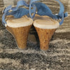 (7M) Rockport Powder Blue Shiny Wedge Sandals Summer Vacation