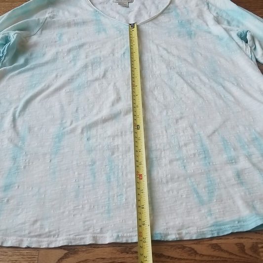 (1X) Lucky Brand Light 100% Cotton 3/4 Length Sleeve Boho Tie Dye Look
