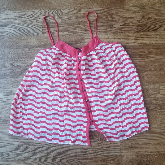 (S) Coral Striped Tank Top ❤ Summer