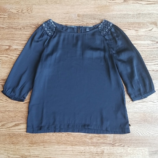 (L) Maison Scotch Beaded Shoulder Blouse ❤ Beautiful Embellishments