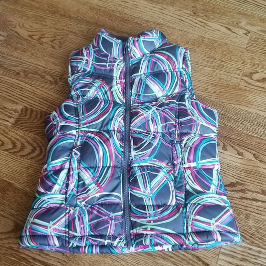 (M) Old Navy Multicolored Peace Symbol Puffer Vest ❤ Cute