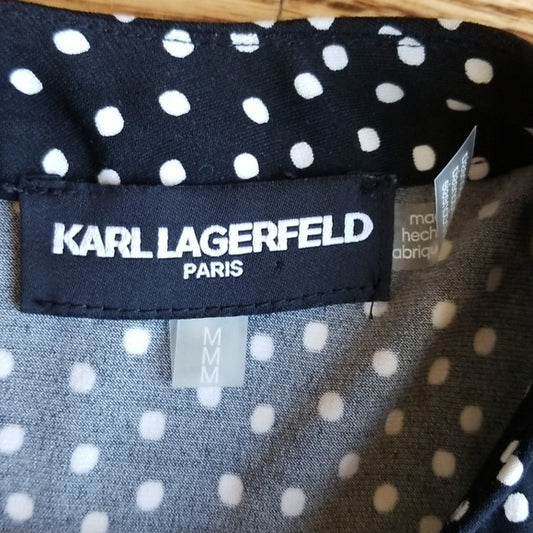 (M) Karl Lagerfeld Polka Dot 3/4 Sleeve Top ❤ Bow Accent