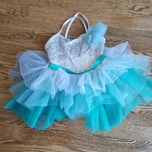 (2t) Weissman Toddler Girl's Turquoise and White Dance Dress ❤ Super Cute