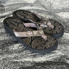 (7M) Clarks Low Wedge Flip Flop Floral Boho Chic Light Metallic Bronze