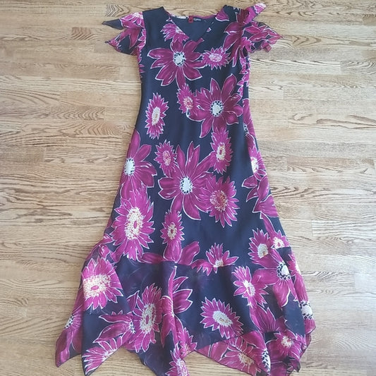 (L) Nikky Floral Long Dress Layered  with Chiffon ❤ Beautiful Accents ❤ Summer