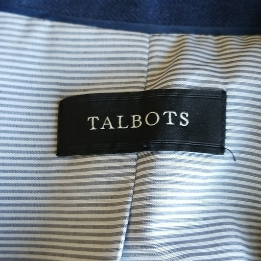 (14) Talbots Professional Blue 100%Linen Shell Blazer ❤Buttons ❤ Office ❤ Work