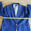 (14) Talbots Professional Blue 100%Linen Shell Blazer ❤Buttons ❤ Office ❤ Work