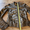 (XXS) le Chateau Metallic Bronze Moto Leather Ruched Zipper Jacket