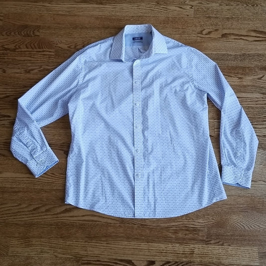(32/33) Izod Men's Nautical Shark Print Slim Fit Dress Shirt 🦈 Awesome