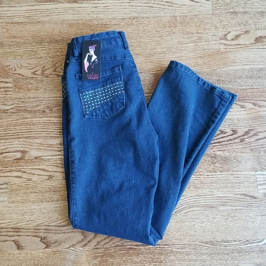 (S) NWT Módel France Dark Wash Denim Jeans ❤ Blingy Details