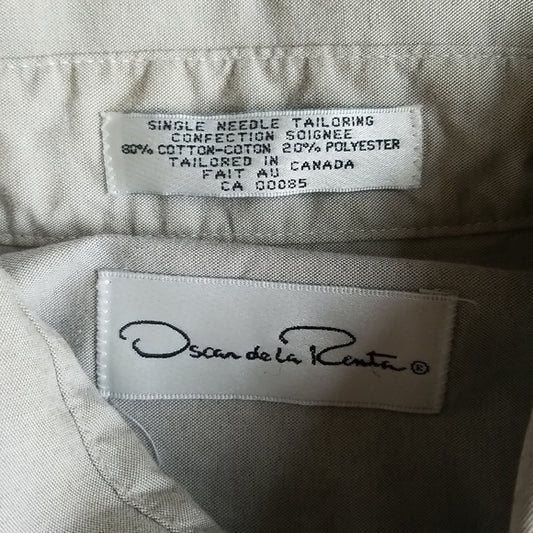 (32/33) Oscar de la Renta Men's Neutral Cotton Blend Dress Shirt ❤ Professional