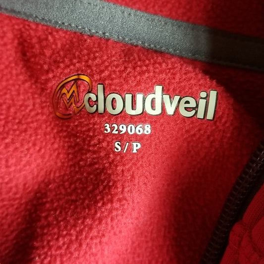 (S) Cloudveil Shiny Red Zip Up Hoodie Athleisure Sporty Activewear Comfy