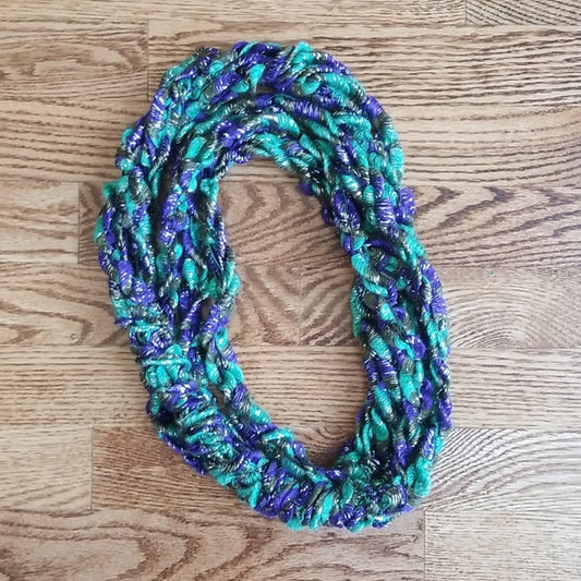 Rope Weave Circle Scarf ❤ Two Ways to Wear ❤  Shimmery Thread Accents