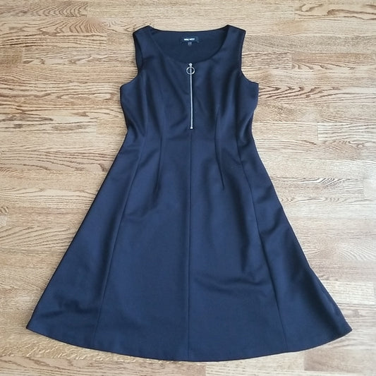 (8) Nine West Black Fit and Flare Dress ❤ Silver Zipper Accent ❤