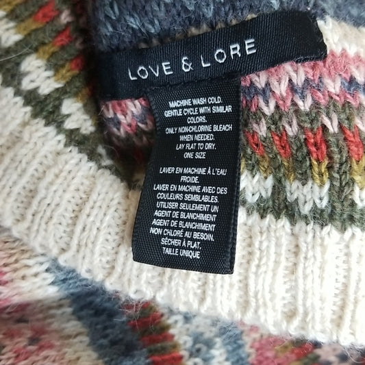 (OS) Love & Lore Colorful Knit Scarf Nylon Blend Nordic Academia Cozy Alpaca
