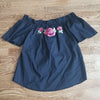 (S) NWT Mine from Warehouse One Rose Embroidered Cold Shoulder Top