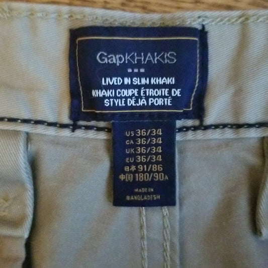 (36/34) GAP Khakis Lived in Slim Fit Work Athleisure Classic Comfy Everyday