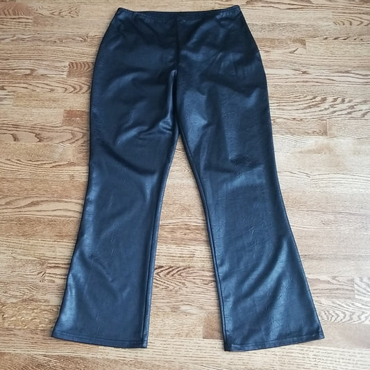 (13) M Collection Made in Canada Shiny Black Bootcut Pants