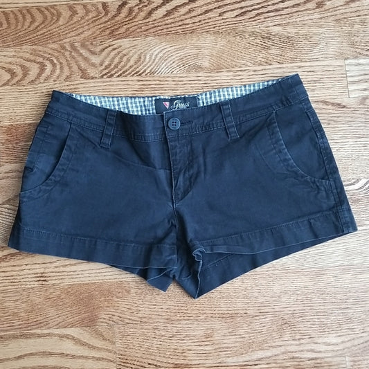 (25) Guess Women's Black Cotton Blend Mini Shorts with Functional Pockets