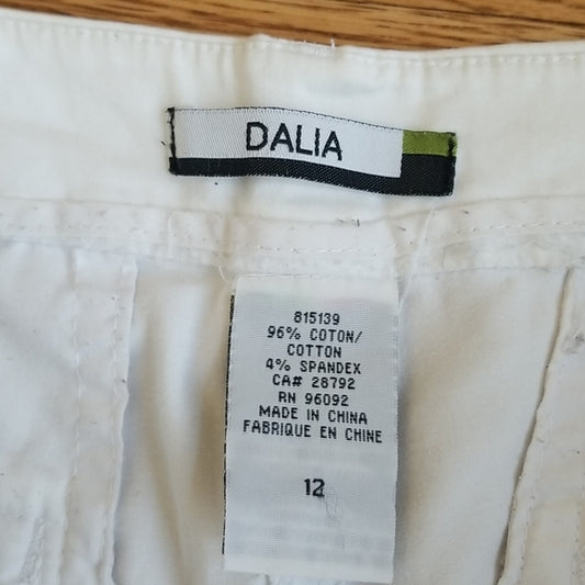 (12) Dalia Cotton Blend Bright White Capris