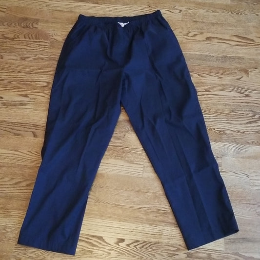 (14) Alia Sport Navy Blue Lightweight Track Style Nylon Blend Pants