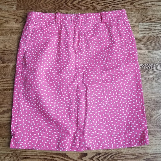 (8) "346" Brooks Brothers 100% Cotton Polka Dot Print Pencil Skirt with Pockets