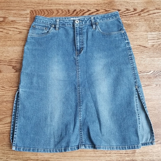 (5) S B Jeans Santa Barbara Cotton Blend Denim Skirt Vintage Cottage Classic