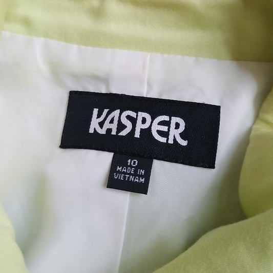 (10) Kasper Brightly Colored Cotton Blend Blazer with Lightly Padded Shoulders