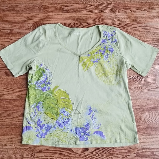 (XL) Northern Reflections 100% Cotton Tropical Print V Neck T-Shirt