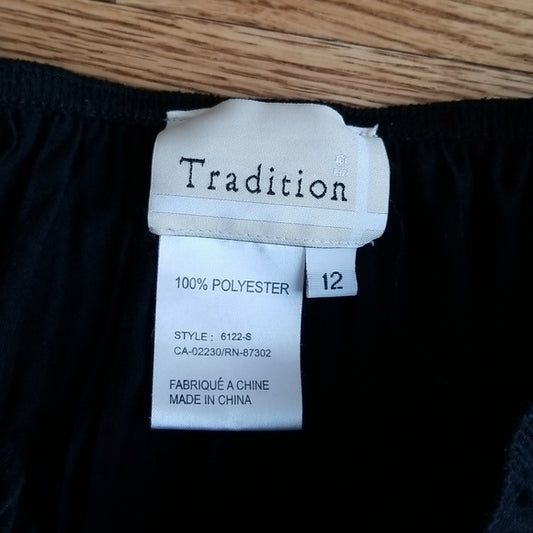(12) Tradition Full Subtly Pleated Midi Skirt Casual