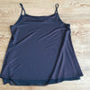 (L) Laura Subtle Shimmer Spaghetti Strap Tank Top with Mesh Hem Detail