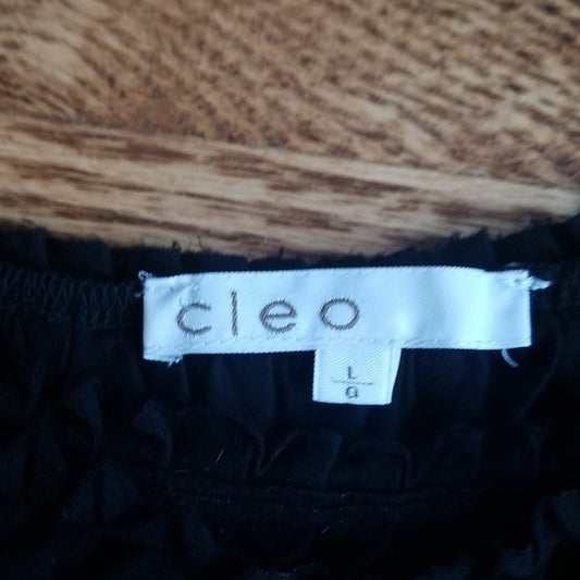 (L) Cleo Rayon Blend Ruffle Neckline Flowy and Feminine Top