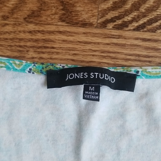 (M) Jones Studio 100% Cotton Lace Collar Printed Tank Top