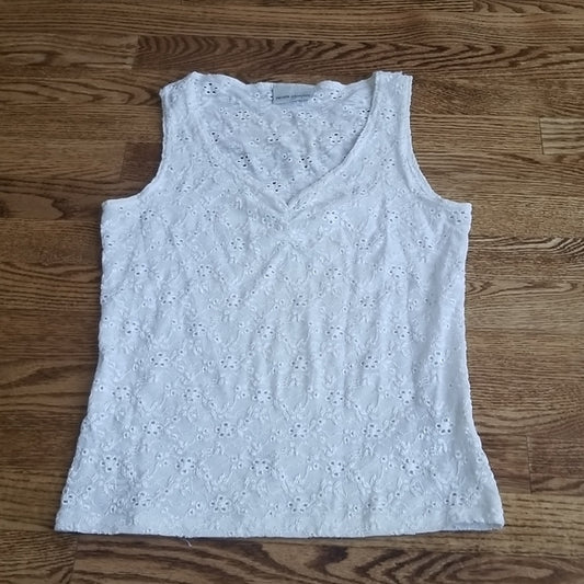 (M) Premiere Collection Dainty Eyelet Design Tank Top Nylon Blend Cottagecore